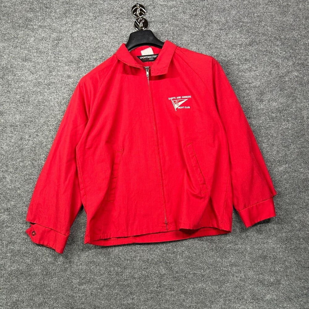 Vintage Sportsmaster Jacket Men's Red Full Zip Windbreaker USA Made - Medium
